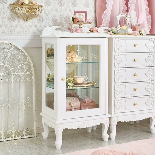 【地域限定無料配送】可愛い花柄装飾の白いキャビネット 000000005037-01.jpg?size=m&w=