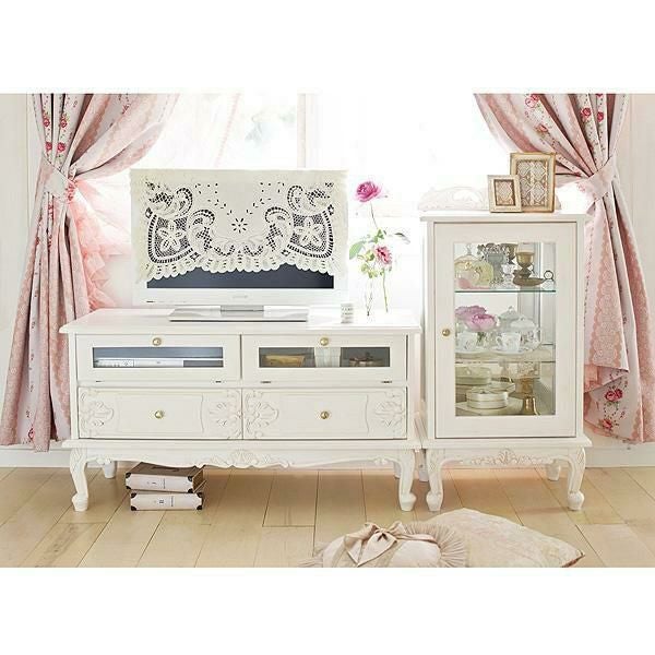 直送】アンティーク風ガラスキャビネット(3段)/Noble(ノーブル