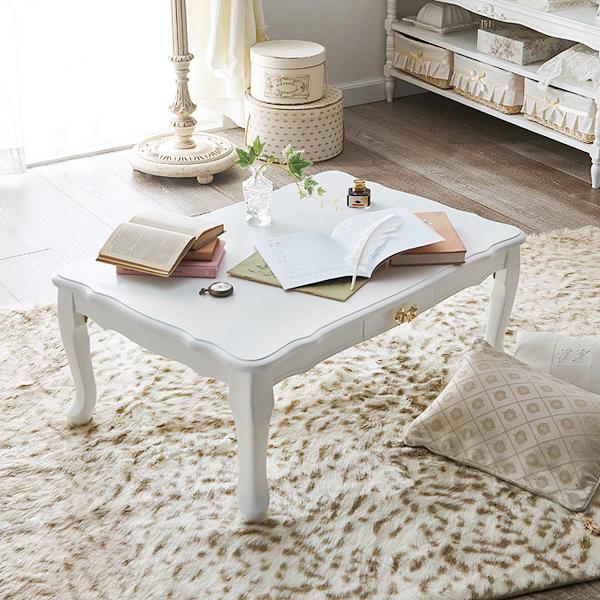 直送】取っ手が選べる猫脚折りたたみテーブル小(引出付)/Ruban