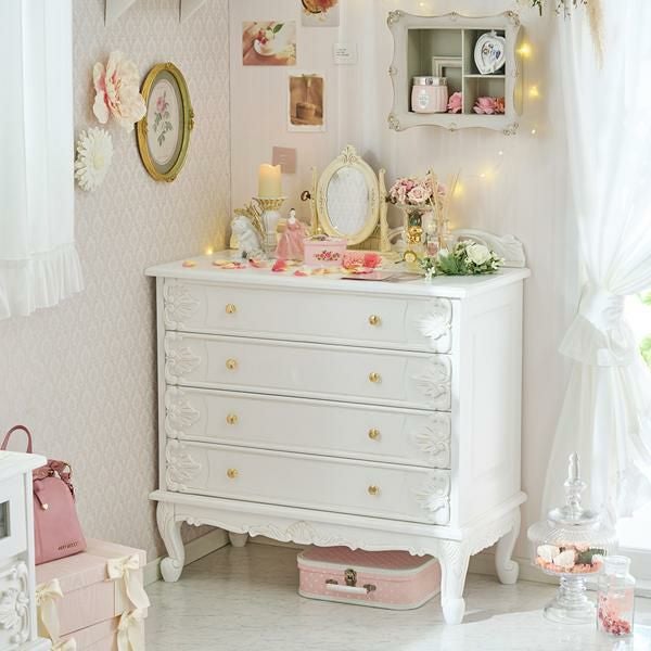 直送】アンティーク風チェスト(中・4引き出し)/Noble(ノーブル