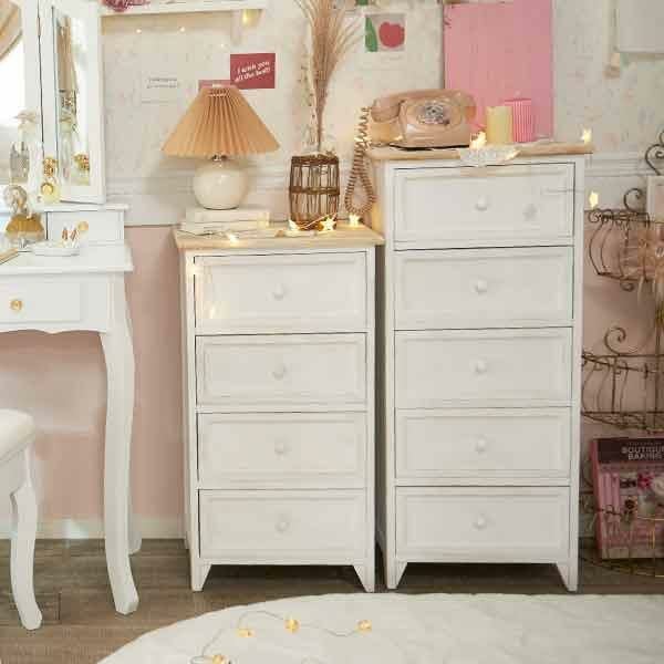 直送】フレンチカントリー風チェスト(スリム5段)｜かわいいお姫様