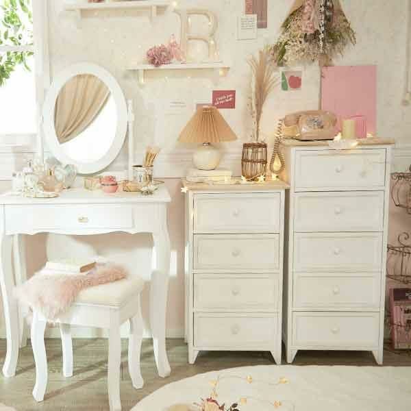 直送】フレンチカントリー風チェスト(スリム5段)｜かわいいお姫様