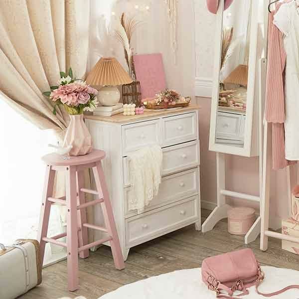 直送】フレンチカントリー風チェスト(ワイド4段)｜かわいいお姫様