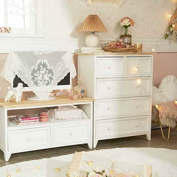 直送】フレンチカントリー風チェスト(ワイド4段)｜かわいいお姫様