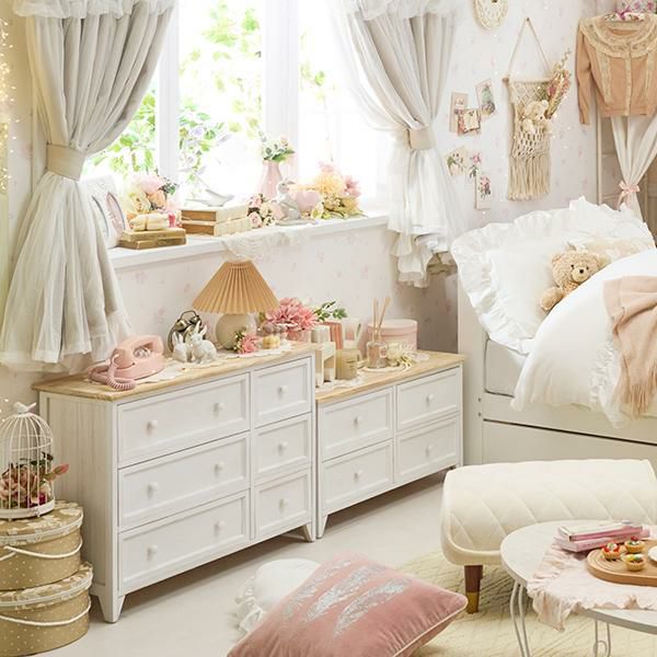 直送】フレンチカントリー風チェスト(ローチェスト)｜かわいいお姫様