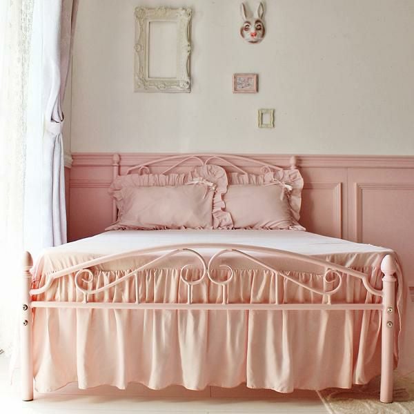 シンプルベッドスカート（ダブル・ピンク）【ラッピング対応可能