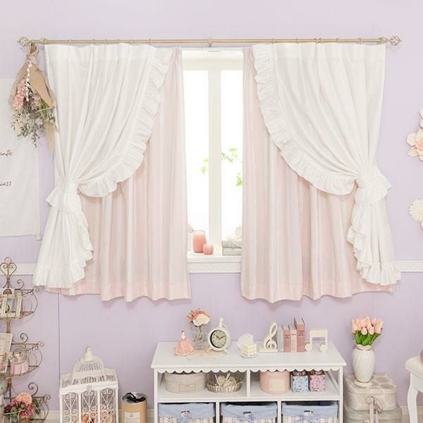 直送】カーテン/リボンテープ調(遮光なし・100×135)｜かわいいお姫様