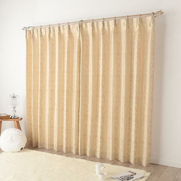 ローズストライプ柄ジャガードカーテン（ローズ・幅１５０ｃｍ×丈２４０～２６０ｃｍ・１枚） オーダーカーテン（遮光なし） 画像1