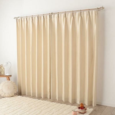 オーダー・直送】シャンタン無地調防炎カーテン(ベージュ・幅150cm×丈 