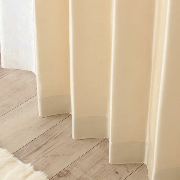 シャンタン無地調防炎カーテン（ベージュ・幅１５０ｃｍ×丈１００～１１８ｃｍ・２枚組） オーダーカーテン（遮光なし） 画像2