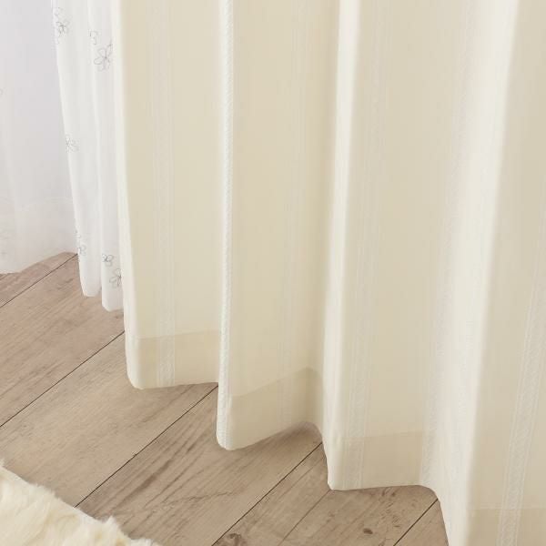 リボンテープ調ジャガードカーテン（アイボリー・幅２００ｃｍ×丈１６０～１７８ｃｍ・１枚） オーダーカーテン（遮光なし） 画像2