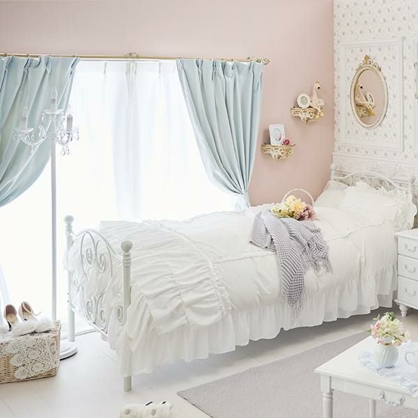 リボンテープ調ジャガードカーテン（ブルー・幅１５０ｃｍ×丈１２０～１３８ｃｍ・２枚組） オーダーカーテン（遮光なし） 画像4