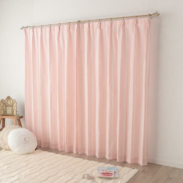 リボンテープ調ジャガードカーテン（ピンク・幅１５０ｃｍ×丈２００～２１８ｃｍ・２枚組） オーダーカーテン（遮光なし） 画像6