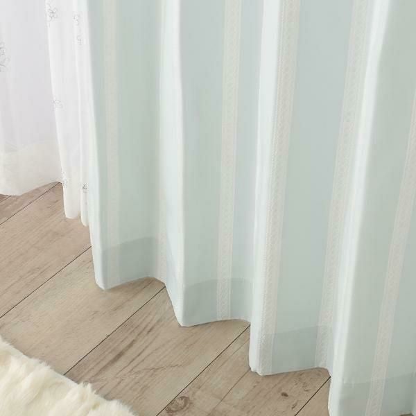 リボンテープ調ジャガードカーテン（ブルー・幅２００ｃｍ×丈１６０～１７８ｃｍ・１枚） オーダーカーテン（遮光なし） 画像6