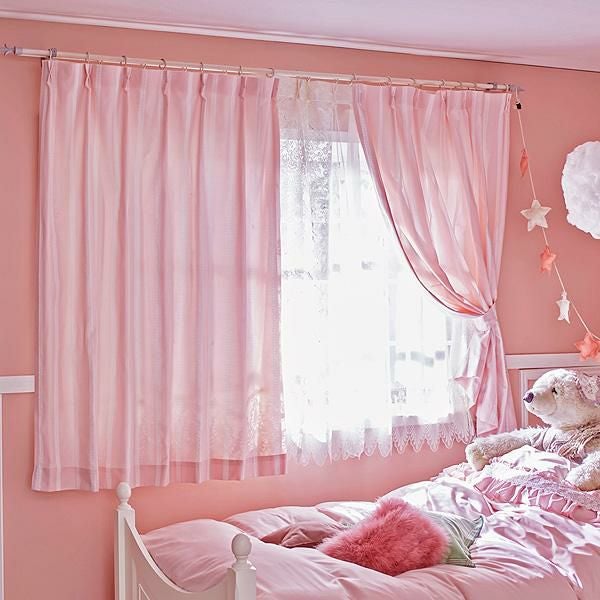 リボンテープ調ジャガードカーテン（ピンク・幅２００ｃｍ×丈１６０～１７８ｃｍ・１枚） オーダーカーテン（遮光なし） 画像2