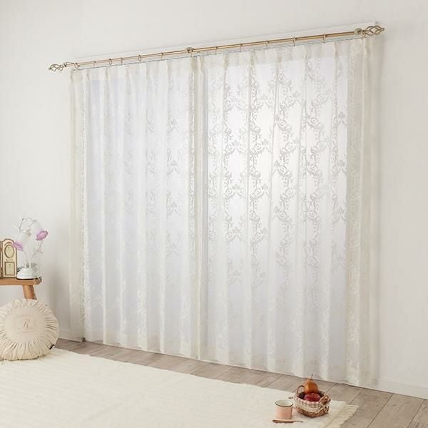 オーナメント柄レースカーテン（ナチュラルホワイト・幅１００ｃｍ×丈１６０～１７８ｃｍ・２枚組） オーダーレースカーテン 画像5