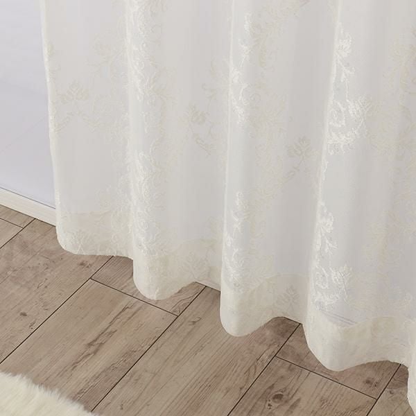 オーナメント柄レースカーテン（ナチュラルホワイト・幅１００ｃｍ×丈１８０～１９８ｃｍ・２枚組） オーダーレースカーテン 画像2