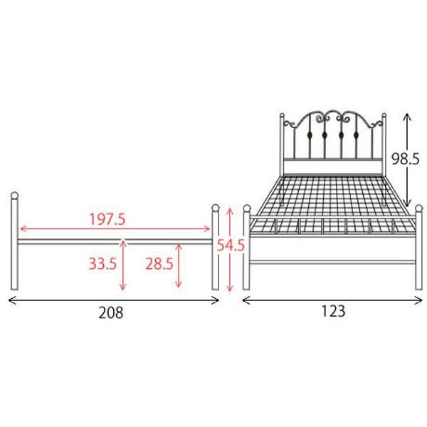 直送】プリンセスアイアンベッド(本体のみ・セミダブル)｜かわいい