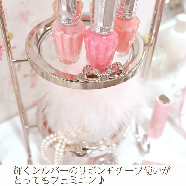 リボン小物3段トレイ(シルバー)｜かわいいお姫様インテリア家具・雑貨