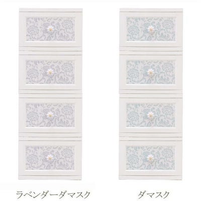 ドレスチェンジケース1段4個／ダマスク柄 押入れ・クローゼット収納 画像1