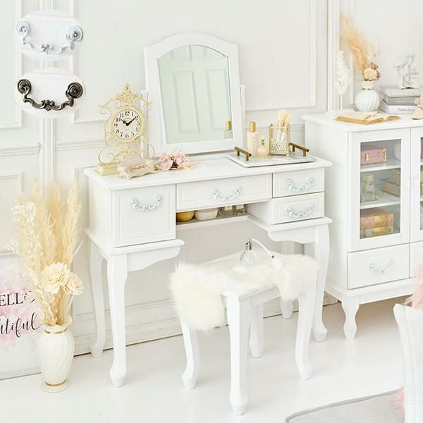 直送】アンティーク風ドレッサー＆スツール/Soleil(ソレイユ