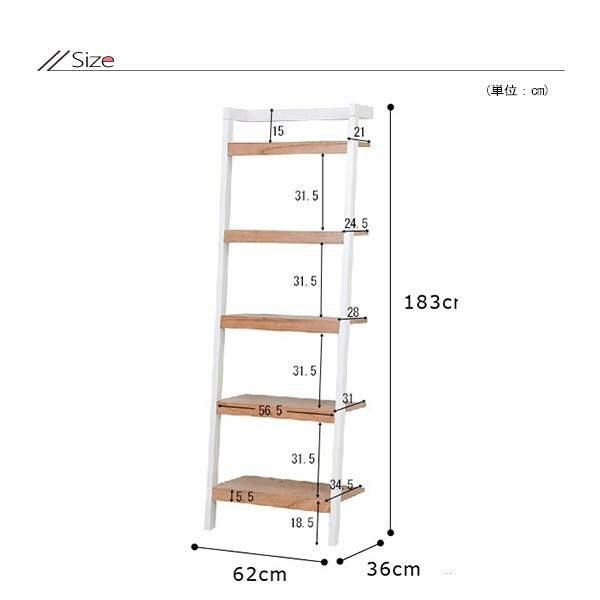 立てかけ式ラダーラック　幅62ｃｍ 本棚・ラック・シェルフ 画像3