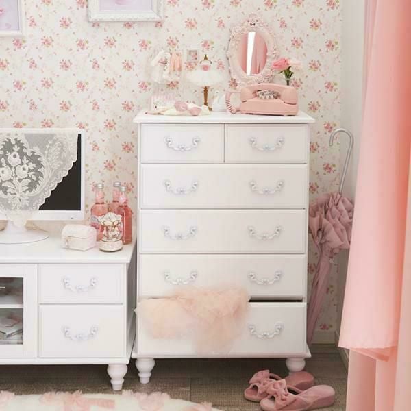 直送】チェスト小/Blanc(ブラン)｜かわいいお姫様インテリア家具・雑貨
