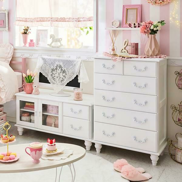 直送】チェスト小/Blanc(ブラン)｜かわいいお姫様インテリア家具・雑貨