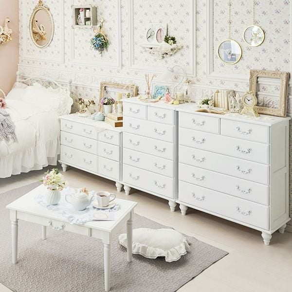 直送】チェスト大/Blanc(ブラン)｜かわいいお姫様インテリア家具・雑貨