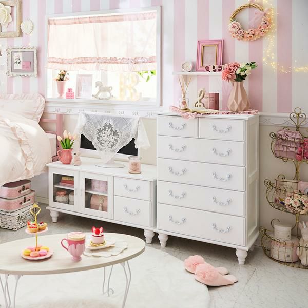 直送】テレビ台小/Blanc(ブラン)｜かわいいお姫様インテリア家具・雑貨