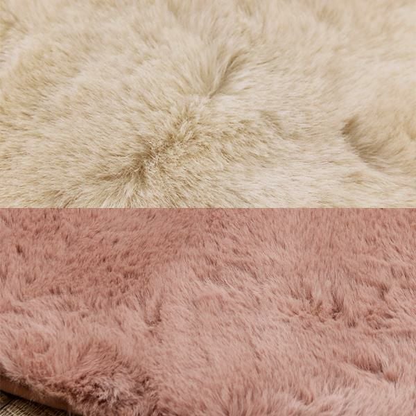 直送】モチふわラビットタッチエコファーラグ(直径90) ｜かわいい