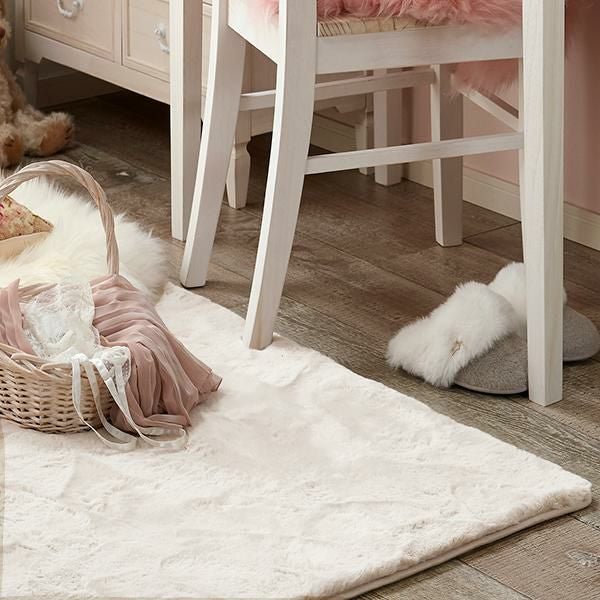 直送】モチふわラビットタッチエコファーラグ(180×180)｜かわいい