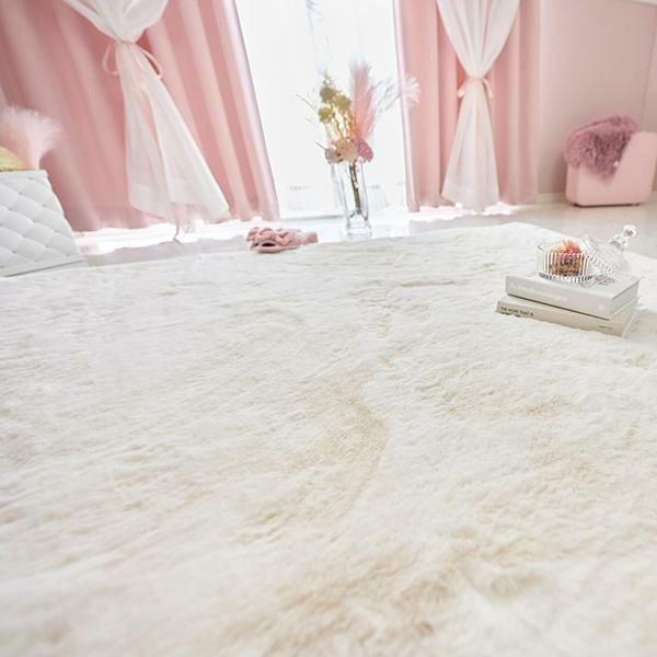 直送】モチふわラビットタッチエコファーラグ(180×180)｜かわいい