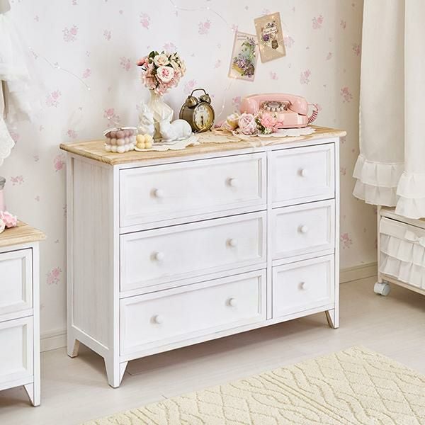 直送】フレンチカントリー風ワイドチェスト｜かわいいお姫様インテリア