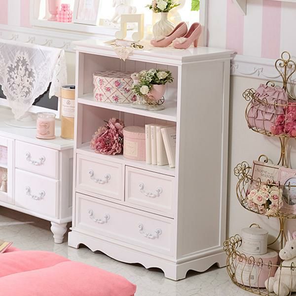 美品　ロマプリ 引出付きラック白/Neige(ネージュ) 直送】引出付きラック/Neige(ネージュ)｜かわいいお姫様インテリア家具