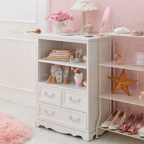 美品　ロマプリ 引出付きラック白/Neige(ネージュ) 直送】引出付きラック/Neige(ネージュ)｜かわいいお姫様インテリア家具