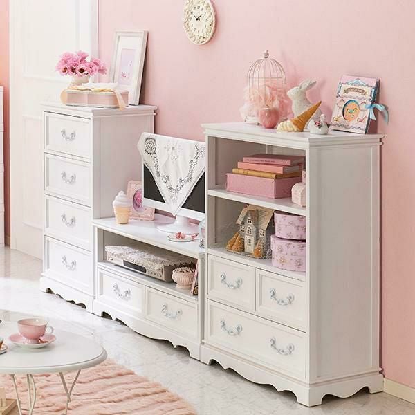 直送】引出付きラック/Neige(ネージュ)｜かわいいお姫様インテリア家具