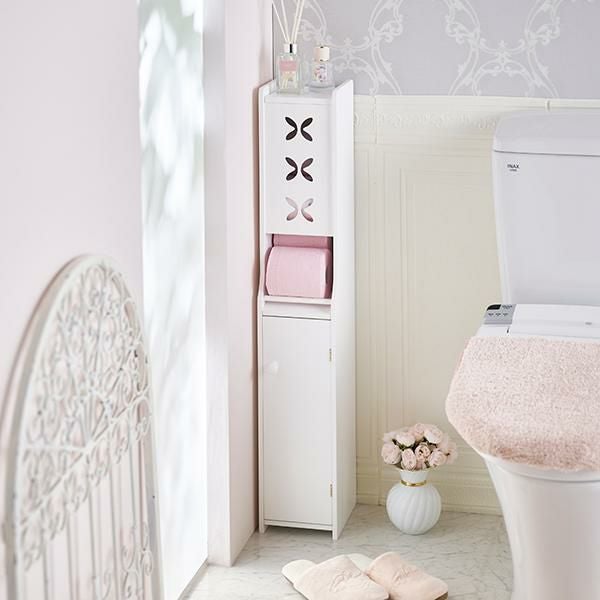 直送】スリムトイレラック(フラワー)｜かわいいお姫様インテリア家具