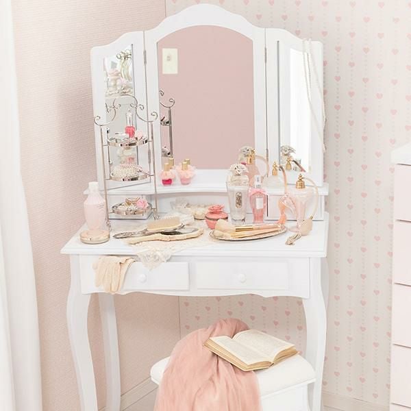 直送】三面鏡スリムドレッサー｜かわいいお姫様インテリア家具・雑貨の