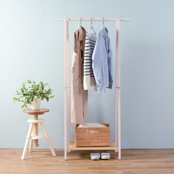 直送】ナチュラルハンガーラック(棚付き)｜かわいいお姫様インテリア