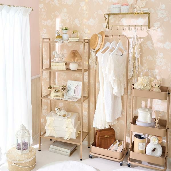 直送】くすみダスティカラーのオープンラック｜かわいいお姫様