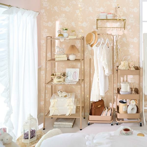 直送】くすみダスティカラーのオープンラック｜かわいいお姫様