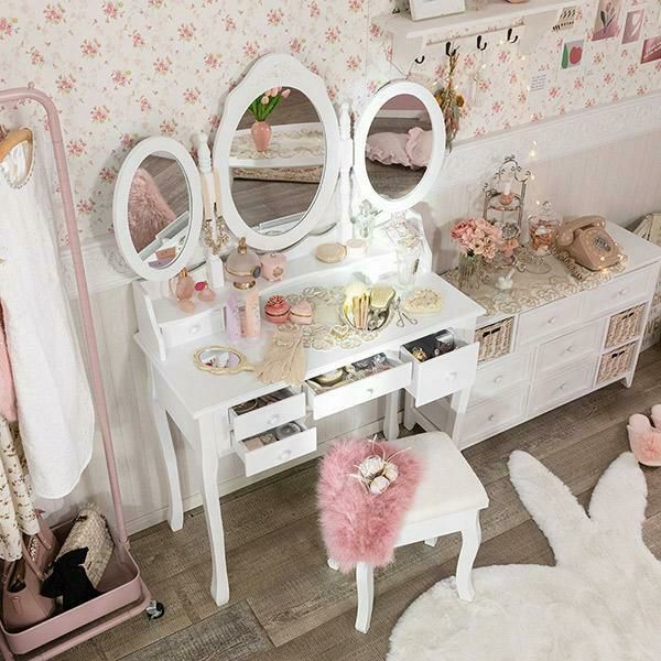 直送】三面鏡ドレッサー/RoseRelief(ローズレリーフ)｜かわいいお姫様
