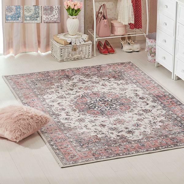 直送】柔らかタッチのアンティーク柄フランネルラグ/カメオ(190×240