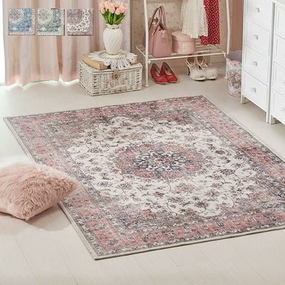 柔らかタッチのアンティーク柄フランネルラグ／カメオ（190×240） ラグ(長方形) 画像1