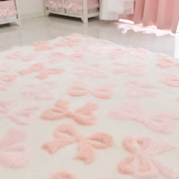 ふわふわリボンラグ(円形・直径190)｜かわいいお姫様インテリア家具