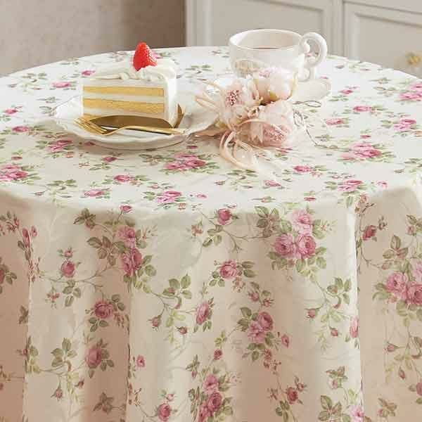 ローズ柄はっ水テーブルクロス(円形150)【ラッピング対応可能