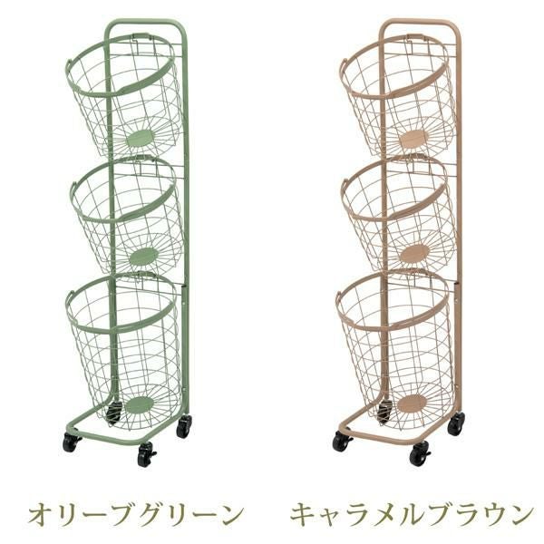 くすみダスティカラーのバスケットランドリー　ラウンド(3段) ランドリーバスケット 画像19