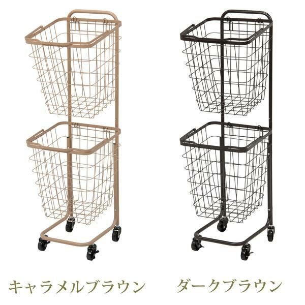 くすみダスティカラーのバスケットランドリー　スクエア(2段) ランドリーバスケット 画像19