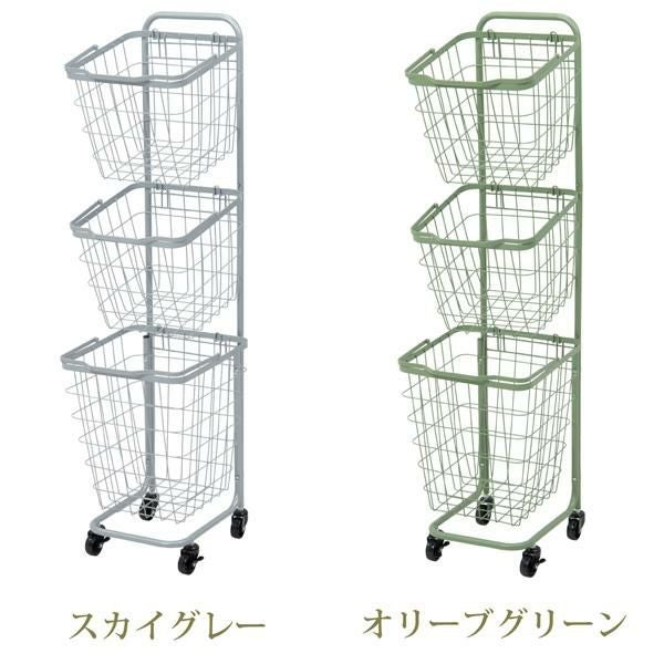 くすみダスティカラーのバスケットランドリー　スクエア(3段) ランドリーバスケット 画像19